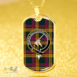 ScottishPlaid MacMillan Modern Clan Tartan Dog Tag Necklace - Crest Classic Scottish Plaid Tartan Plaid