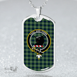 ScottishPlaid Tweedside District Clan Tartan Dog Tag Necklace - Crest Classic Scottish Plaid Tartan Plaid