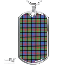 Scottish MacDonald Ancient Clan Tartan Dog Tag Necklace - Classic Scottish Plaid Tartan Plaid