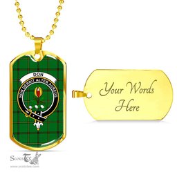 Scottish Don Clan Tartan Dog Tag Necklace - Crest Classic Scottish Plaid Tartan Plaid
