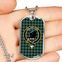 ScottishPlaid Tweedside District Clan Tartan Dog Tag Necklace - Crest Classic Scottish Plaid Tartan Plaid