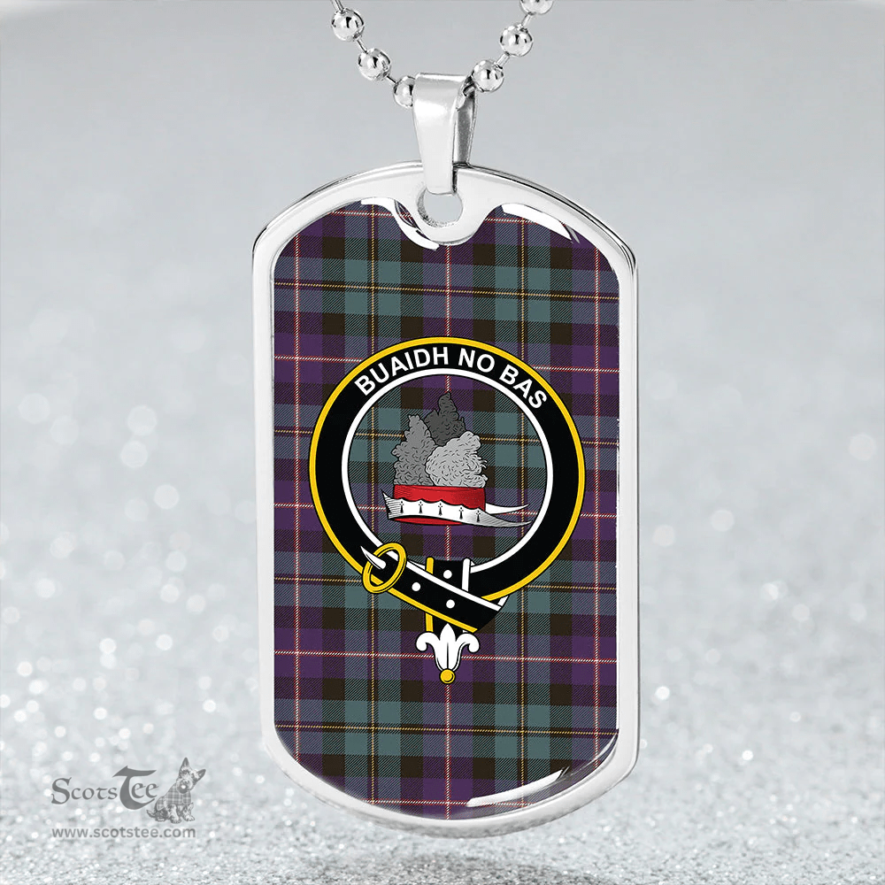 ScottishPlaid MacNeil of Barra Old (MacNeill Old) Weathered Clan Tartan Dog Tag Necklace - Crest Classic Scottish Plaid Tartan Plaid