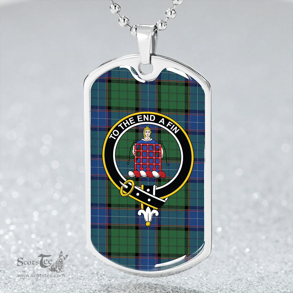 ScottishPlaid Storrie Modern Clan Tartan Dog Tag Necklace - Crest Classic Scottish Plaid Tartan Plaid
