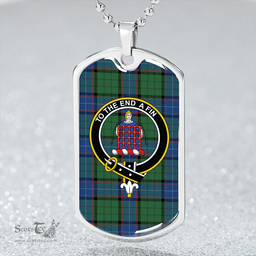 ScottishPlaid Storrie Modern Clan Tartan Dog Tag Necklace - Crest Classic Scottish Plaid Tartan Plaid