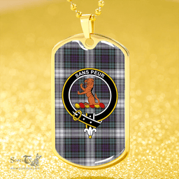 ScottishPlaid Sutherland Dress Weathered Clan Tartan Dog Tag Necklace - Crest Classic Scottish Plaid Tartan Plaid