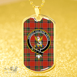 ScottishPlaid Stewart Royal (Royal Stewart) Ancient Clan Tartan Dog Tag Necklace - Crest Classic Scottish Plaid Tartan Plaid