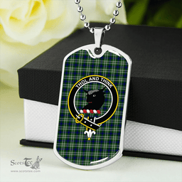 ScottishPlaid Tweedside District Clan Tartan Dog Tag Necklace - Crest Classic Scottish Plaid Tartan Plaid