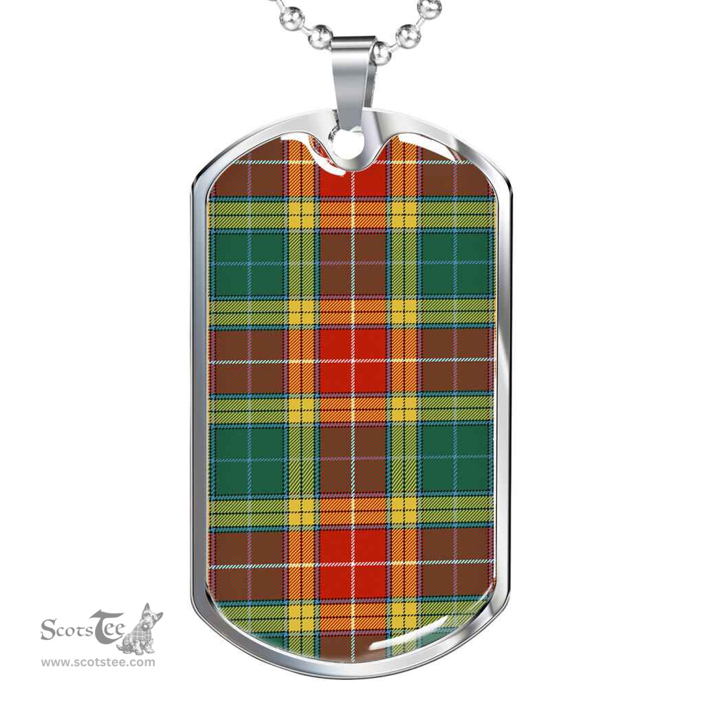 Scottish Buchanan Old Sett Clan Tartan Dog Tag Necklace - Classic Scottish Plaid Tartan Plaid