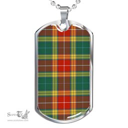 Scottish Buchanan Old Sett Clan Tartan Dog Tag Necklace - Classic Scottish Plaid Tartan Plaid