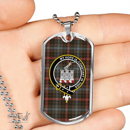 ScottishPlaid MacKean Hunting Weathered Clan Tartan Dog Tag Necklace - Crest Classic Scottish Plaid Tartan Plaid