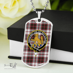 ScottishPlaid MacPherson of Pitmain Weathered Clan Tartan Dog Tag Necklace - Crest Classic Scottish Plaid Tartan Plaid