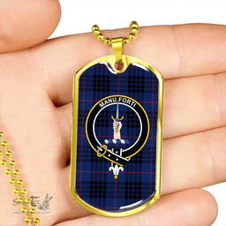 ScottishPlaid MacKay Blue (Vestiarium Scoticum) Modern Clan Tartan Dog Tag Necklace - Crest Classic Scottish Plaid Tartan Plaid