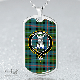 ScottishPlaid Malcolm Ancient Clan Tartan Dog Tag Necklace - Crest Classic Scottish Plaid Tartan Plaid