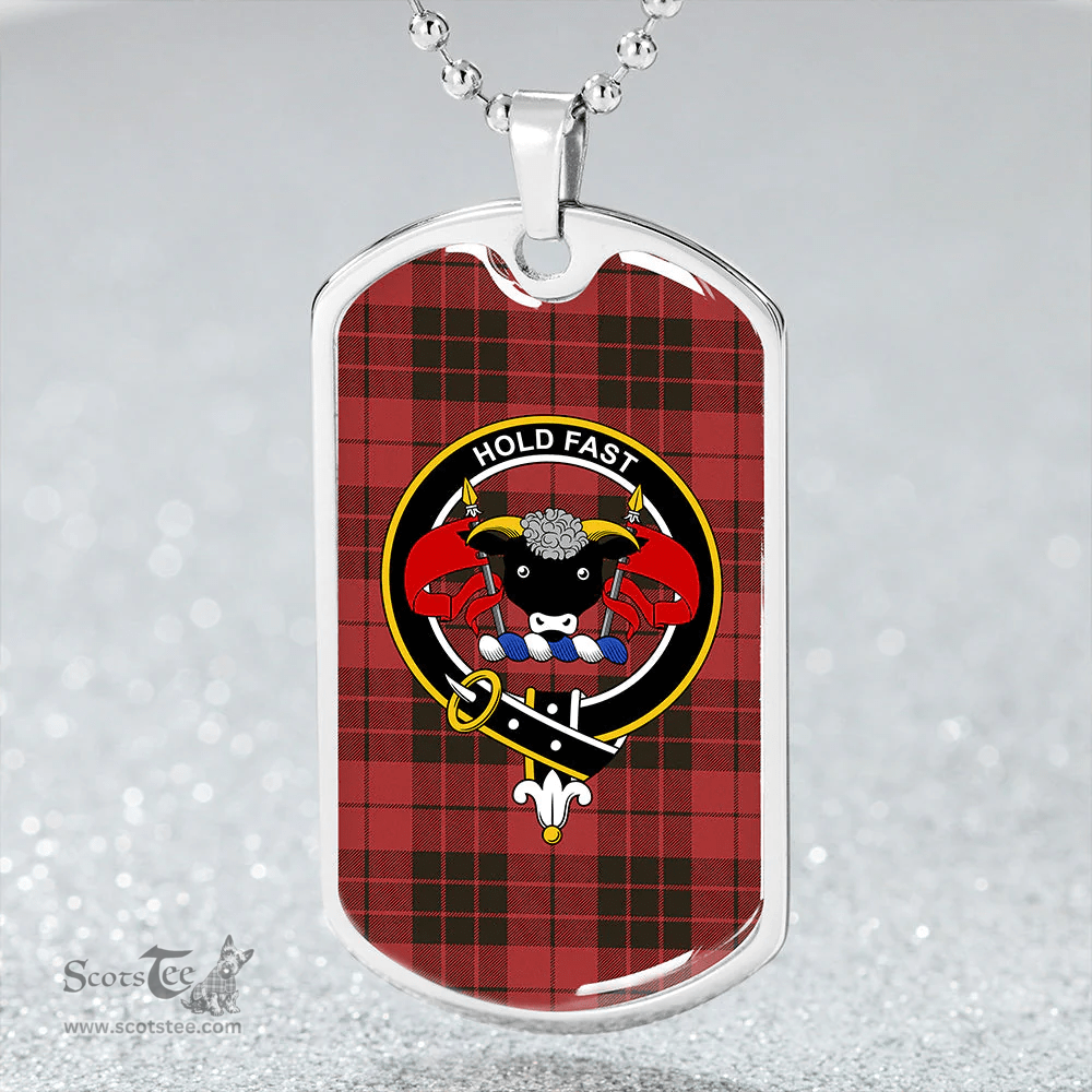 ScottishPlaid MacLeod of Raasay Weathered Clan Tartan Dog Tag Necklace - Crest Classic Scottish Plaid Tartan Plaid