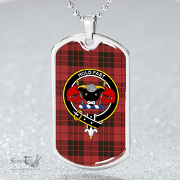 ScottishPlaid MacLeod of Raasay Weathered Clan Tartan Dog Tag Necklace - Crest Classic Scottish Plaid Tartan Plaid