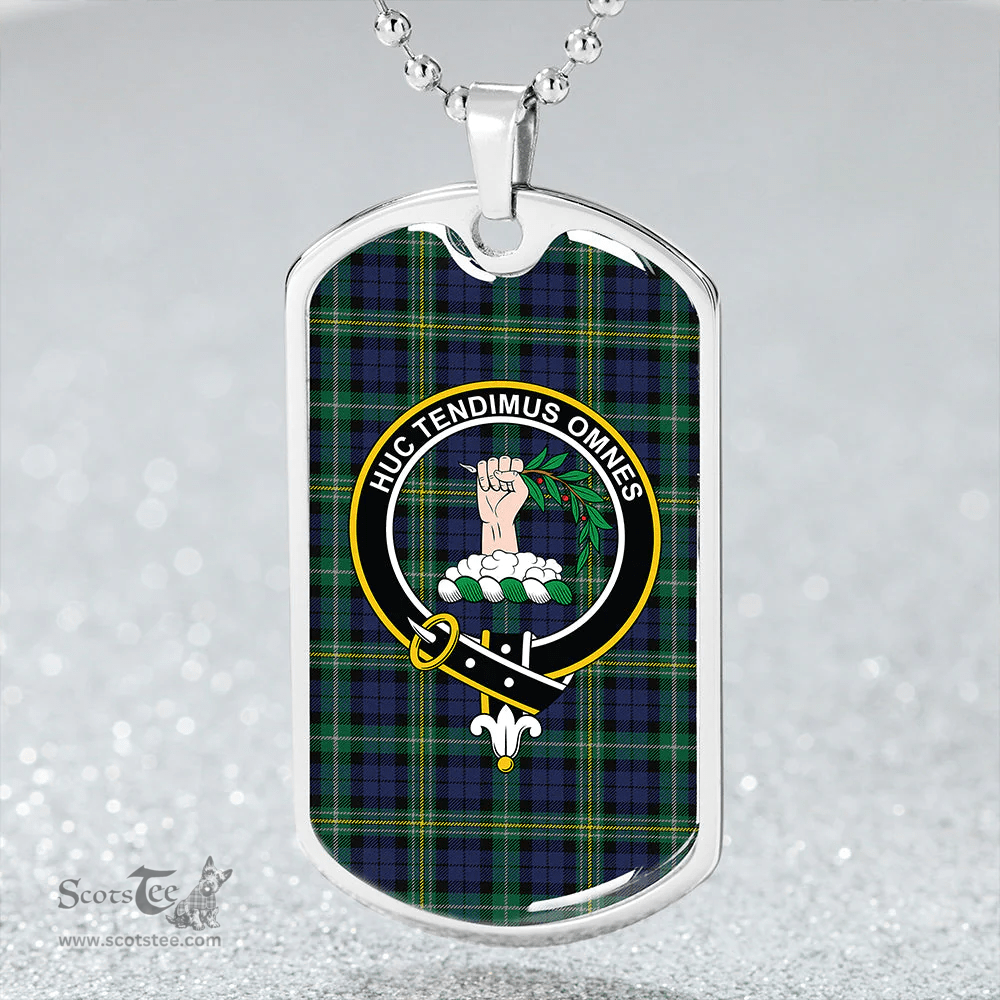 ScottishPlaid Paterson #2 Modern Clan Tartan Dog Tag Necklace - Crest Classic Scottish Plaid Tartan Plaid