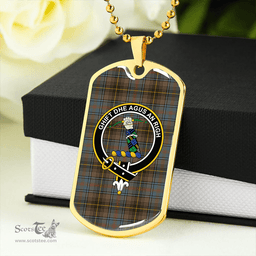 ScottishPlaid MacInnes Weathered Clan Tartan Dog Tag Necklace - Crest Classic Scottish Plaid Tartan Plaid