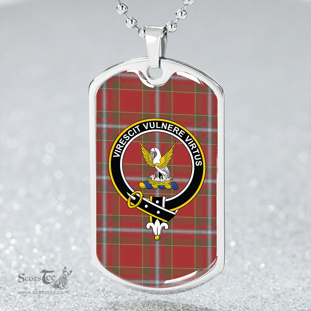 ScottishPlaid Stewart of Fingask Weathered Clan Tartan Dog Tag Necklace - Crest Classic Scottish Plaid Tartan Plaid