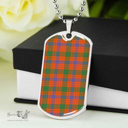 Scottish Ross Ancient Clan Tartan Dog Tag Necklace - Classic Scottish Plaid Tartan Plaid