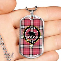 ScottishPlaid Nisbet Dress Rose (Nisbit Dress Rose) Ancient Clan Tartan Dog Tag Necklace - Crest Classic Scottish Plaid Tartan Plaid