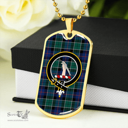 ScottishPlaid Syme Modern Clan Tartan Dog Tag Necklace - Crest Classic Scottish Plaid Tartan Plaid