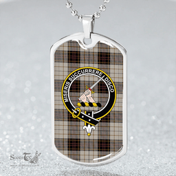 ScottishPlaid MacMillan #3 Ancient Clan Tartan Dog Tag Necklace - Crest Classic Scottish Plaid Tartan Plaid