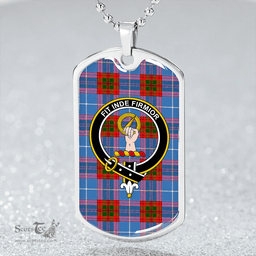 ScottishPlaid Skirving Clan Tartan Dog Tag Necklace - Crest Classic Scottish Plaid Tartan Plaid