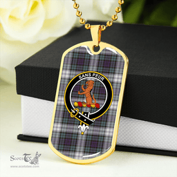 ScottishPlaid Sutherland Dress Weathered Clan Tartan Dog Tag Necklace - Crest Classic Scottish Plaid Tartan Plaid