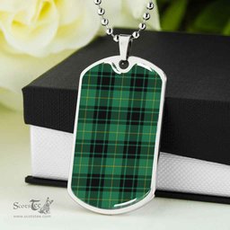 Scottish MacArthur Ancient Clan Tartan Dog Tag Necklace - Classic Scottish Plaid Tartan Plaid