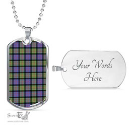 Scottish MacDonald Ancient Clan Tartan Dog Tag Necklace - Classic Scottish Plaid Tartan Plaid