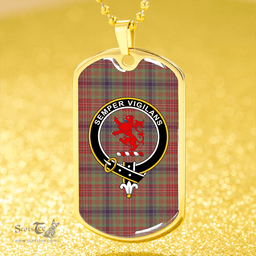 ScottishPlaid Wilson Janet Weathered Clan Tartan Dog Tag Necklace - Crest Classic Scottish Plaid Tartan Plaid