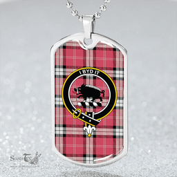 ScottishPlaid Nisbet Dress Rose (Nisbit Dress Rose) Ancient Clan Tartan Dog Tag Necklace - Crest Classic Scottish Plaid Tartan Plaid