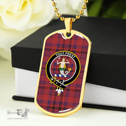 ScottishPlaid Murray Bed hanging Weathered Clan Tartan Dog Tag Necklace - Crest Classic Scottish Plaid Tartan Plaid