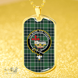 ScottishPlaid MacDonald Lord of the Isles; Hunting Modern Clan Tartan Dog Tag Necklace - Crest Classic Scottish Plaid Tartan Plaid