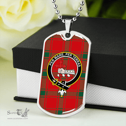 ScottishPlaid MacDonald of Sleat (Donald Lord MacDonald) Modern Clan Tartan Dog Tag Necklace - Crest Classic Scottish Plaid Tartan Plaid