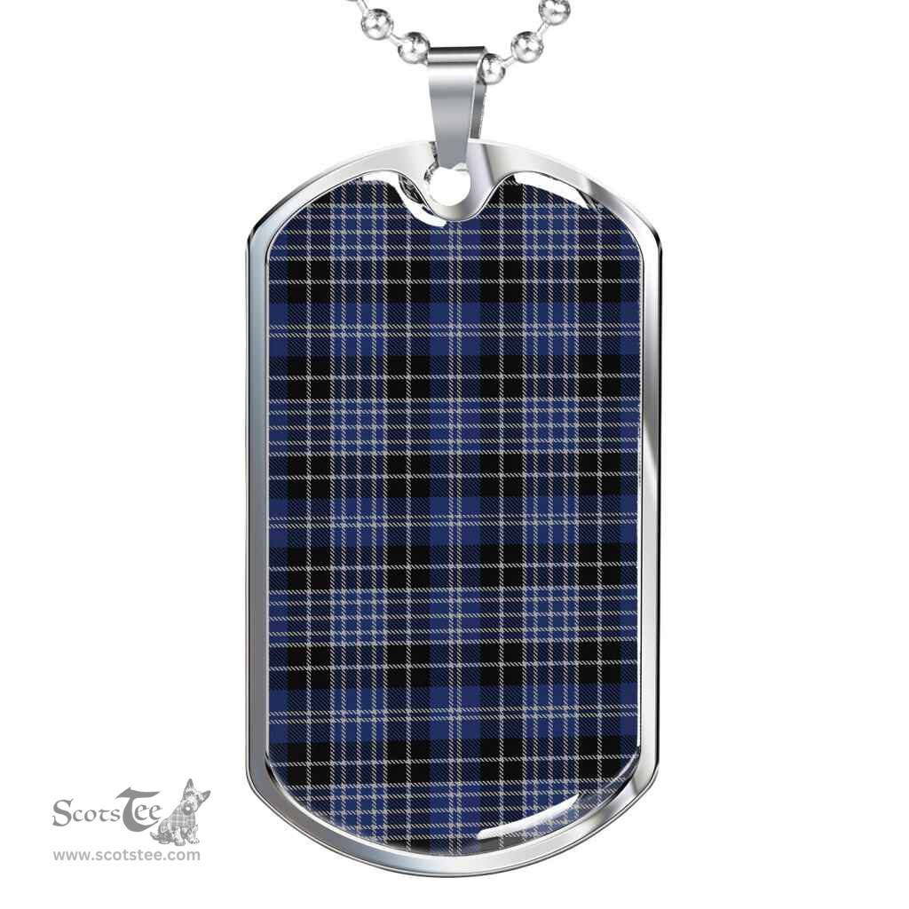 Scottish Clark Modern Clan Tartan Dog Tag Necklace - Classic Scottish Plaid Tartan Plaid