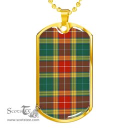 Scottish Buchanan Old Sett Clan Tartan Dog Tag Necklace - Classic Scottish Plaid Tartan Plaid