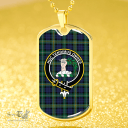 ScottishPlaid Paterson #2 Modern Clan Tartan Dog Tag Necklace - Crest Classic Scottish Plaid Tartan Plaid