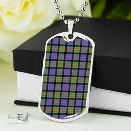 Scottish MacDonald Ancient Clan Tartan Dog Tag Necklace - Classic Scottish Plaid Tartan Plaid