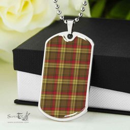 Scottish MacMillan Old Weathered Clan Tartan Dog Tag Necklace - Classic Scottish Plaid Tartan Plaid