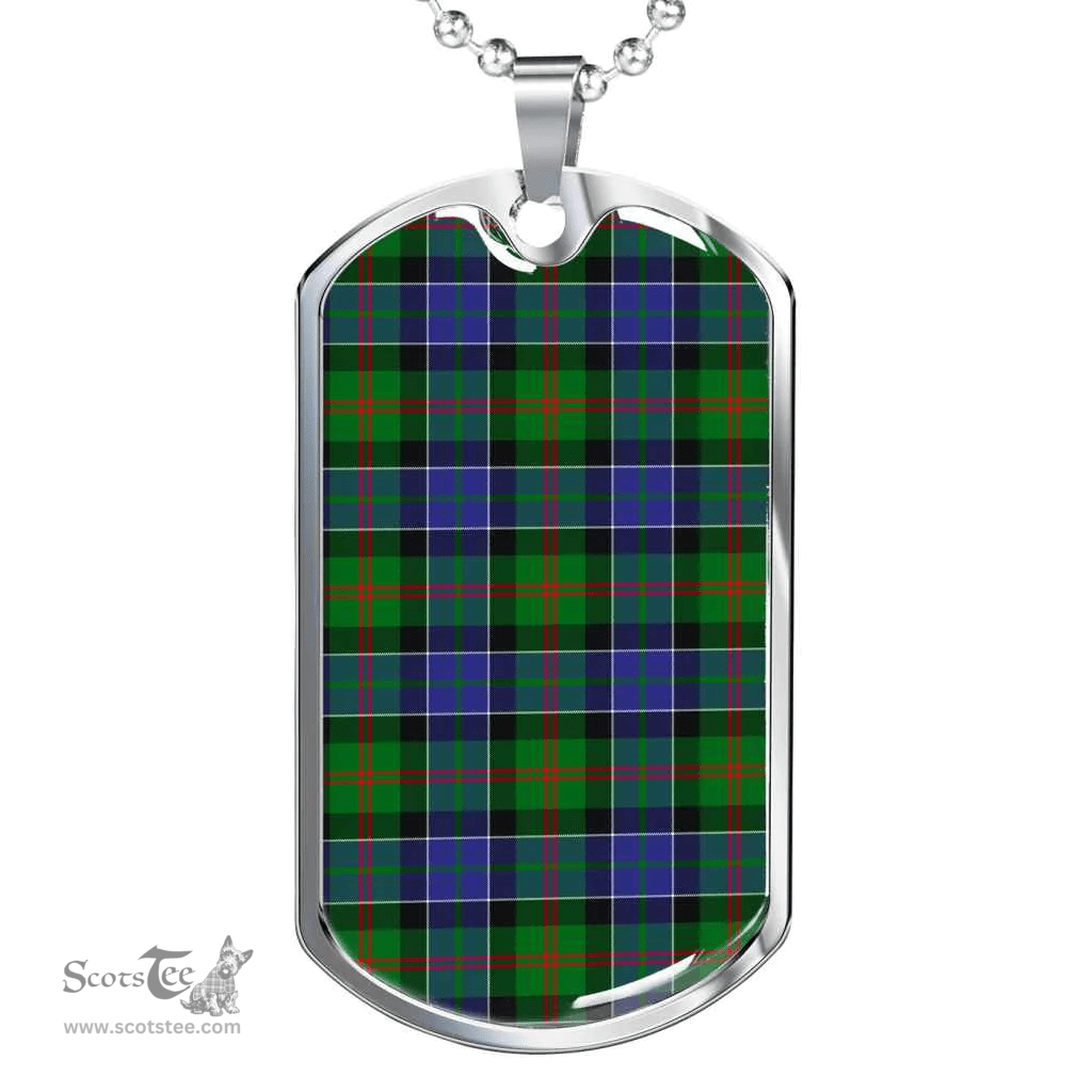 Scottish Paterson Clan Tartan Dog Tag Necklace - Classic Scottish Plaid Tartan Plaid