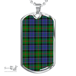 Scottish Paterson Clan Tartan Dog Tag Necklace - Classic Scottish Plaid Tartan Plaid
