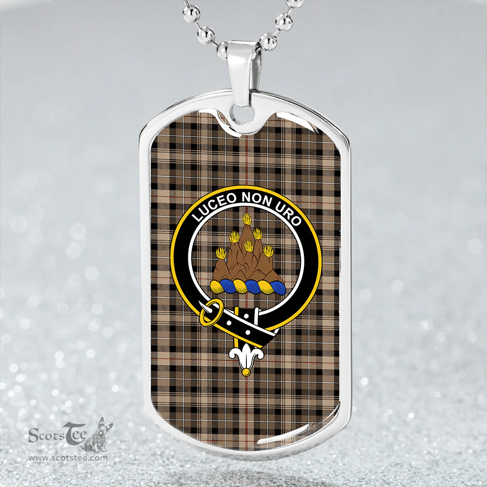 ScottishPlaid MacKenzie Hunting; Brown Modern Clan Tartan Dog Tag Necklace - Crest Classic Scottish Plaid Tartan Plaid