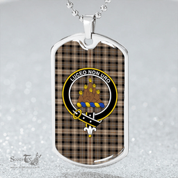 ScottishPlaid MacKenzie Hunting; Brown Modern Clan Tartan Dog Tag Necklace - Crest Classic Scottish Plaid Tartan Plaid