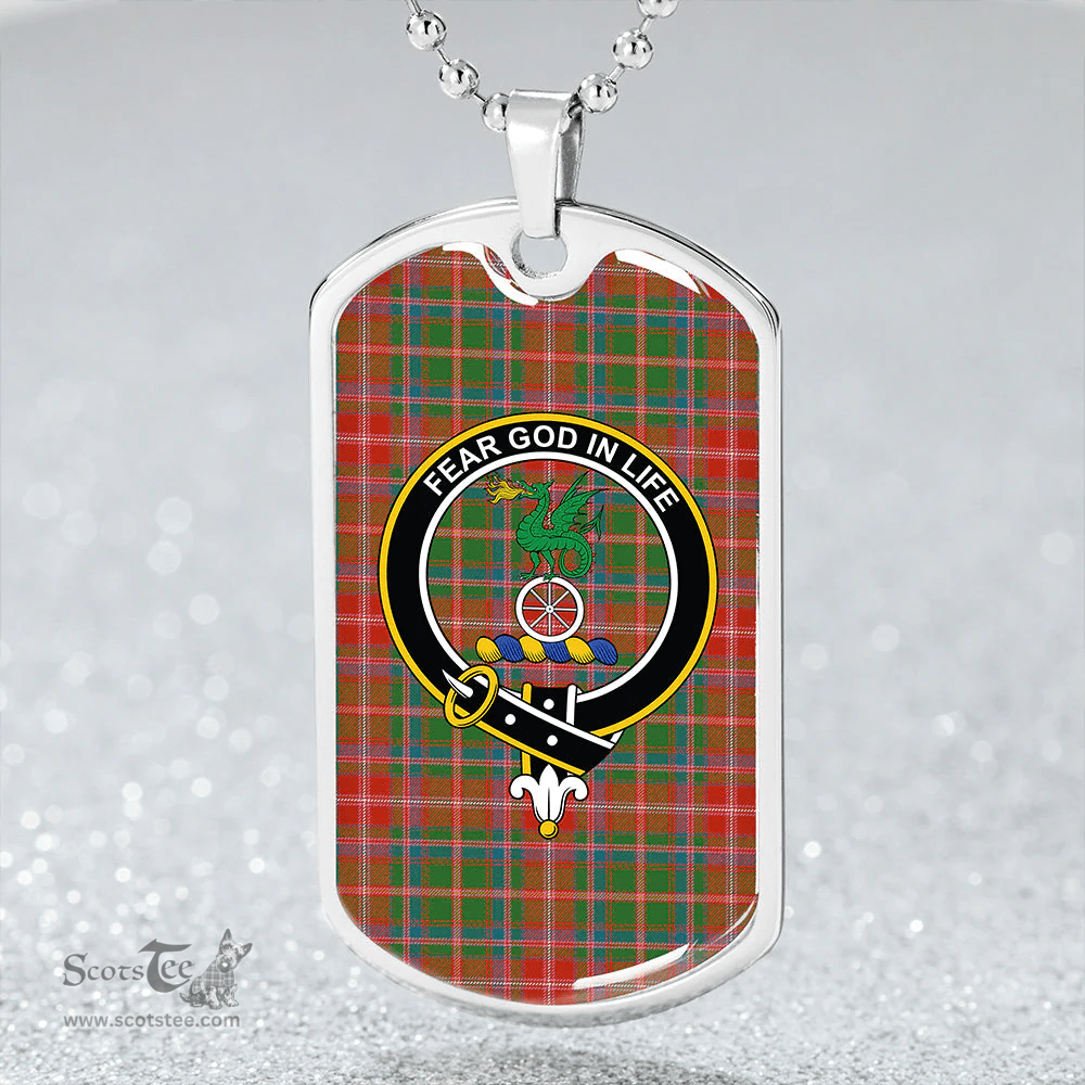 ScottishPlaid Somerville # 2 Ancient Clan Tartan Dog Tag Necklace - Crest Classic Scottish Plaid Tartan Plaid