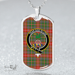ScottishPlaid Somerville # 2 Ancient Clan Tartan Dog Tag Necklace - Crest Classic Scottish Plaid Tartan Plaid