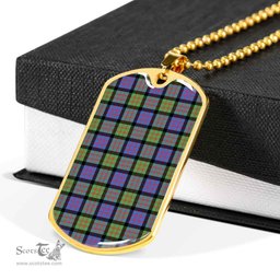 Scottish MacDonald Ancient Clan Tartan Dog Tag Necklace - Classic Scottish Plaid Tartan Plaid