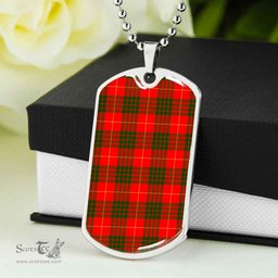 Scottish Cameron Modern Clan Tartan Dog Tag Necklace - Classic Scottish Plaid Tartan Plaid