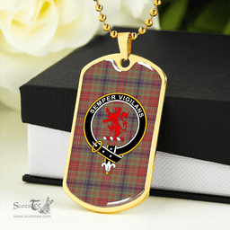 ScottishPlaid Wilson Janet Weathered Clan Tartan Dog Tag Necklace - Crest Classic Scottish Plaid Tartan Plaid