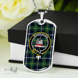 ScottishPlaid MacNeil of Barra (MacNeil/MacNeill) Modern Clan Tartan Dog Tag Necklace - Crest Classic Scottish Plaid Tartan Plaid